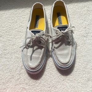 White sequin Sperry Top -Sider